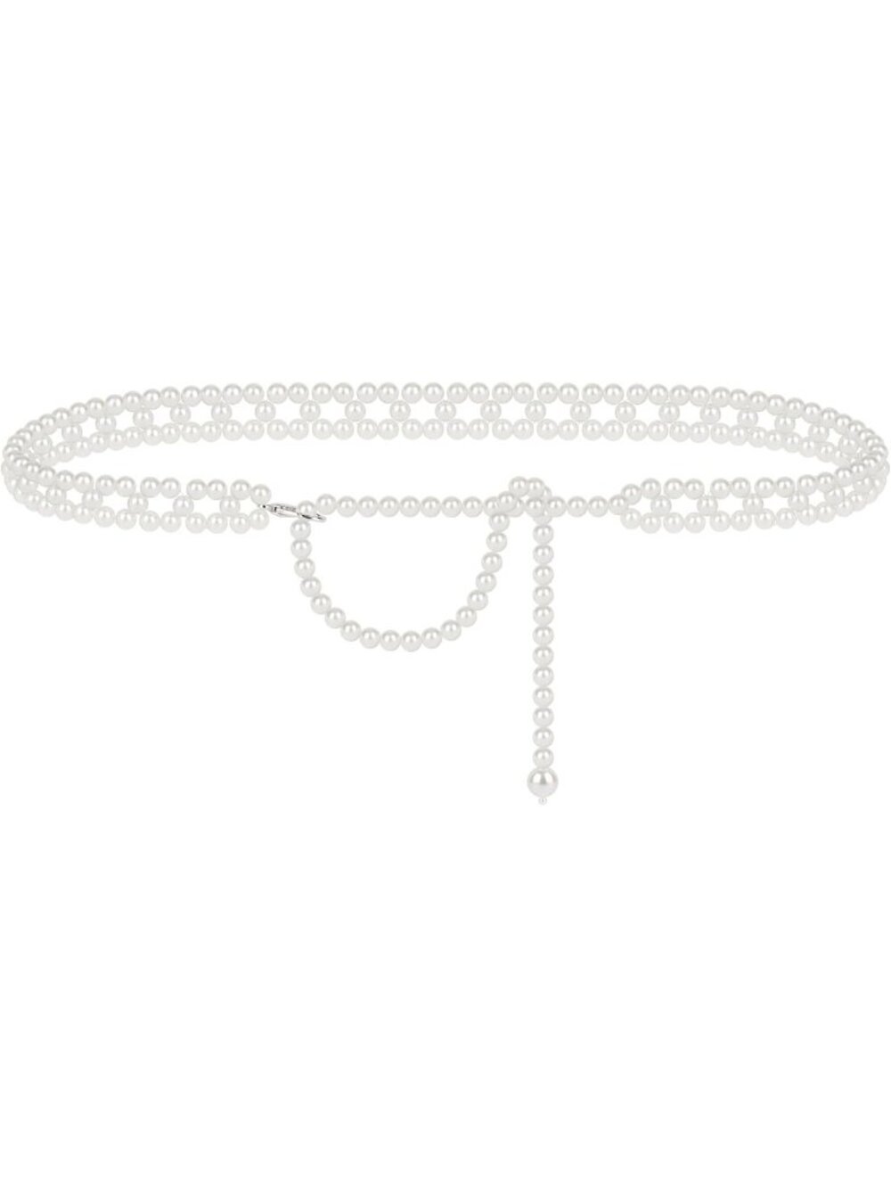 Plus Size Pearl Belly Chain Belt, Stretchable Adjustable Waist Accessory for